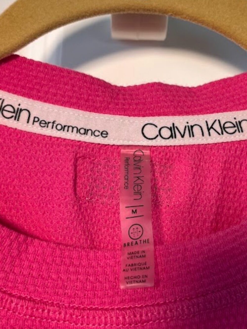 Calvin Klein Performance Magenta Pink Waffle Knit Tank Top M Ruched Cinch Side - Picture 4 of 7
